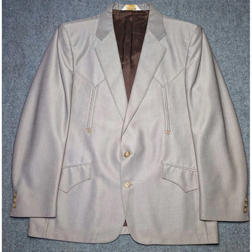 Texas Mesquite Niver Western Wear Jacket Sport Coat Tan Blazer Men's 42 S EUC‎